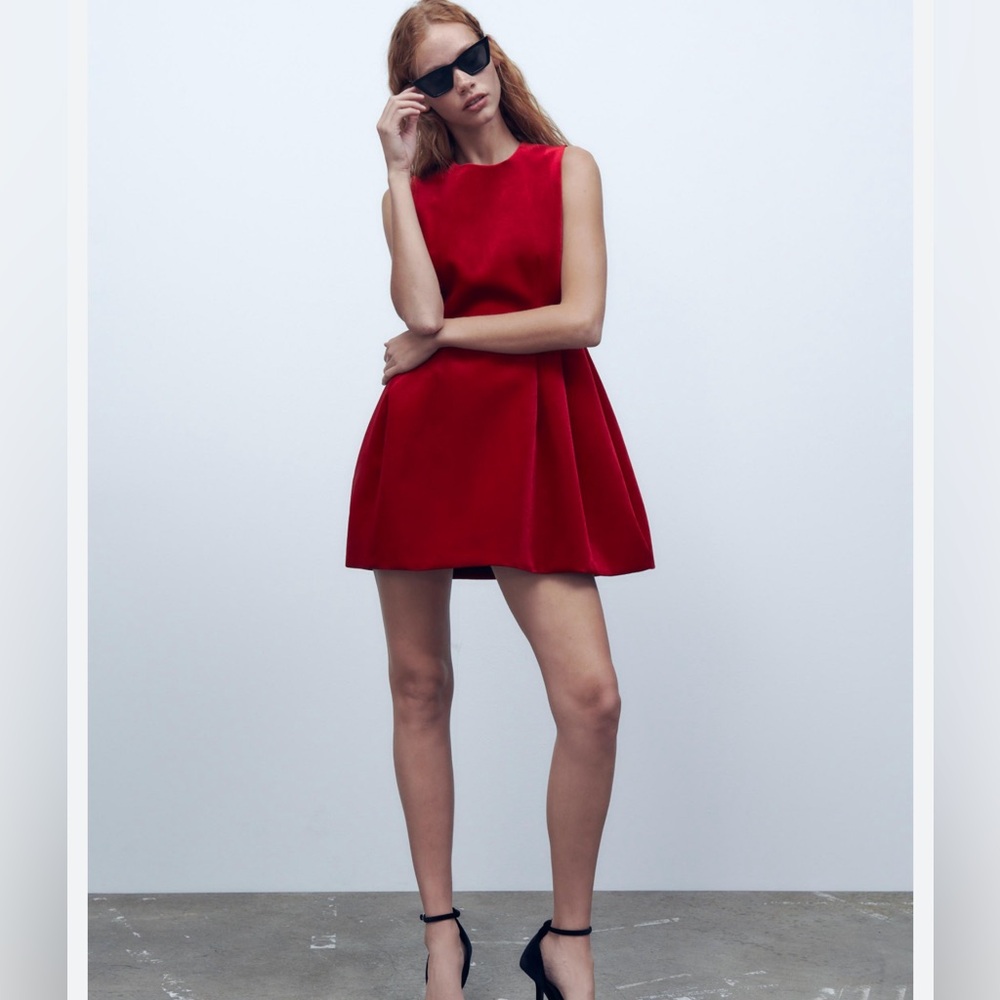 Red velvet Zara dress.